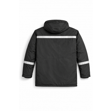 מעיל איגל עם פסים מחזירי אור וכובע נשלף