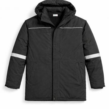 מעיל איגל עם פסים מחזירי אור וכובע נשלף