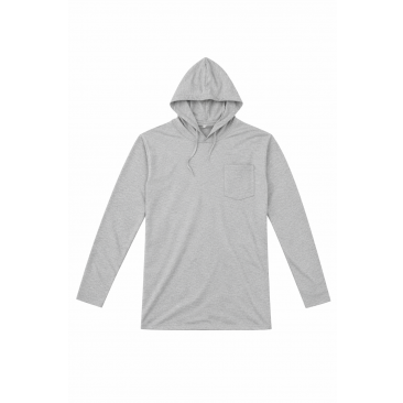 טריקו כותנה ארוך עם כובע אפור מלנג